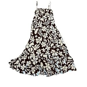 Paper Heart Brown and Ivory Floral Print Tiered Sleeveless Maxi Dress XS